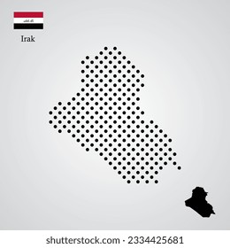 vector illustration of irak map silhouette halftone style
