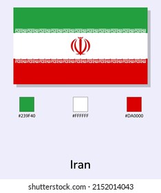 Vector Illustration of Iran flag isolated on light blue background. Illustration National Iran flag with Color Codes. As close as possible to the original. ready to use, easy to edit. 
