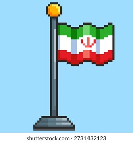 Ilustración vectorial de la bandera de Irán con el diseño del arte del pixel, perfecto para los diseños temáticos de los activos del juego