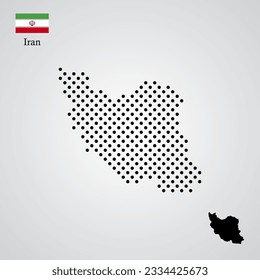 vector illustration of Iran map silhouette halftone style