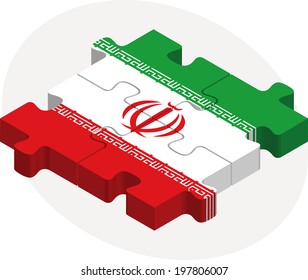 Vector illustration of Iranian Flag in puzzle isolated on white background
