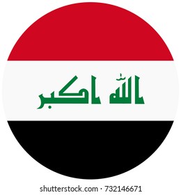 Vector illustration Iraq flag icon isolated on white background. Round national flag of Iraq. Flag button