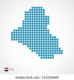 Vector illustration of Iraq map dotted basic shape icons and flag
