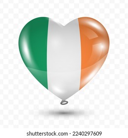 Vector illustration of a Ireland country love balloon on transparent background (PNG). Flying love balloons for Independence Day celebration.