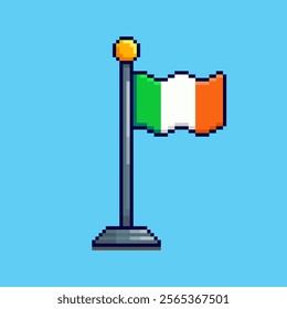 Vector Illustration of Ireland Flag with Pixel Art Design, perfect for game assets themed designs