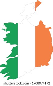vector illustration of Ireland map with flag