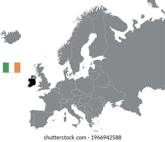 vector illustration of Ireland map and flag