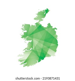 vector illustration of Ireland map with green colored geometric shapes