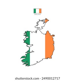 mapa de irlanda fondo con regiones, nombres de regiones y ciudades en color. mapa de irlanda aislado sobre fondo blanco. Ilustración vectorial Europa