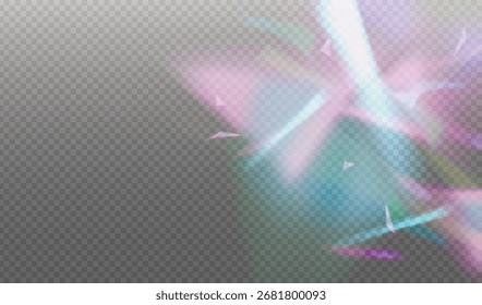 Ilustración vectorial del fondo holográfico iridiscente del gradiente con los efectos suaves del prisma del arco iris en la superposición transparente para la Plantilla del diseño