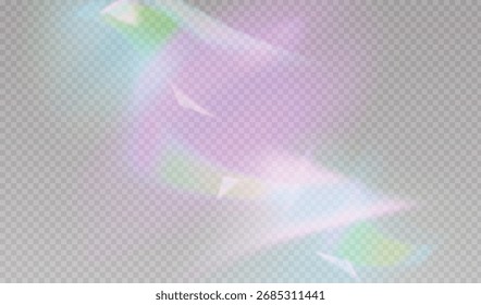 Ilustración vectorial del fondo holográfico iridiscente del gradiente con los efectos suaves del prisma del arco iris en la superposición transparente para la Plantilla del diseño