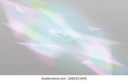 Ilustración vectorial del fondo holográfico iridiscente del gradiente con los efectos suaves del prisma del arco iris en la superposición transparente para la Plantilla del diseño