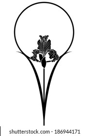 vector illustration of iris in black and white colors