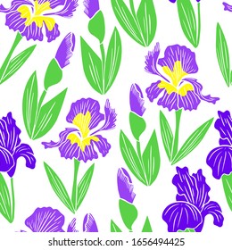 
vector illustration of iris flowers on a white background, textile
