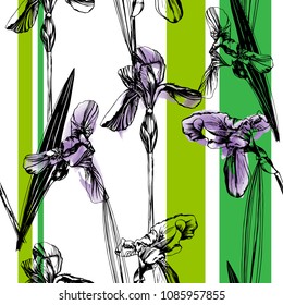 vector illustration  iris flowers pattern background for use in design, fabrics, textiles, paper, wallpaper, web pages, wedding invitations, graphic style