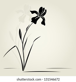 Vector illustration with iris for greeting card.