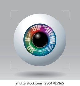 vector illustration of iris human eye scanning