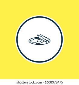 Vector illustration of irish bacon with egg icon line. Beautiful culinary element also can be used as breakfast icon element.