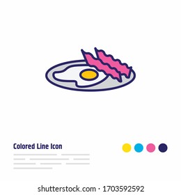 Vector illustration of irish bacon with egg icon colored line. Beautiful international food element also can be used as breakfast icon element.