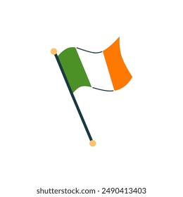 Vector Illustration of the Irish national flag, The image of orange, white and green symbols fluttering in the wind, dedicated to cultural celebration.