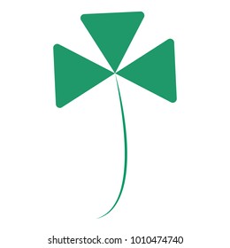 Vector illustration of Irish symbol of St Patrick Day - shamrock leaf in minimalism flat style. The icon of clover is isolated on white background. Good for poster, banners and logotypes. 