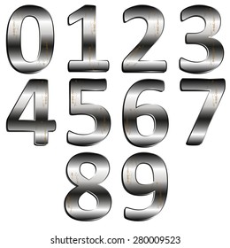 vector illustration iron digit 0 - 9