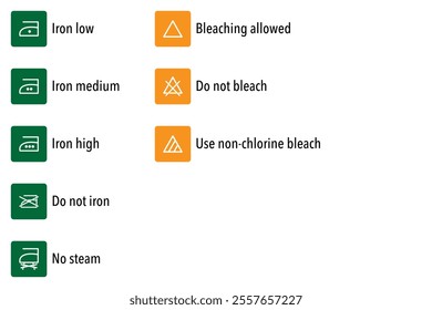 Vector Illustration of Ironing and Bleaching Symbols for Laundry Care