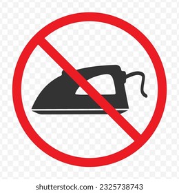 Vector illustration of ironing is prohibited icon in dark color and transparent background(PNG).