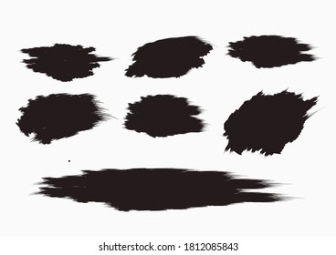 Ilustración vectorial de trazos de dibujo irregulares. Conjunto de pinceles gruesos. Fondo del trazo de pincel vectorial. Textura y estilo de grunge