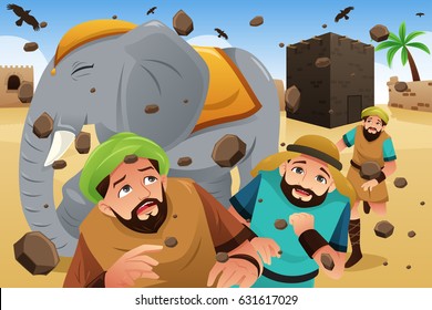 A vector illustration of Islam Story of the Owners of the Elephant