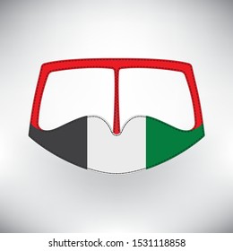 Vector Illustration of Islamic Arabic Emirate Face Mask traditionally  called as burqa in UAE flag colors for the National Day Celebrations.