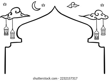 vector illustration of islamic background with line art