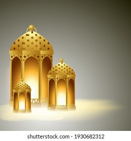 Vector illustration of Islamic concept ornamental background with decorative lantern