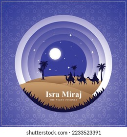 vector illustration for Islamic day Al isra Miraj means  the two parts of a Night Journey.