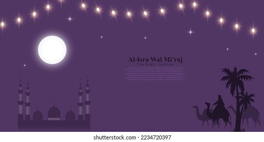 vector illustration for Islamic day Al isra Miraj means  the two parts of a Night Journey.