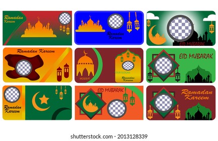 vector illustration of Islamic holiday celebration background card set. good for Islamic holidays.