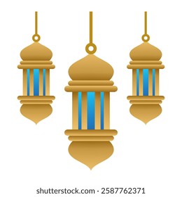 Vector illustration of Islamic lantern lamp. Lantern lamp icon vector