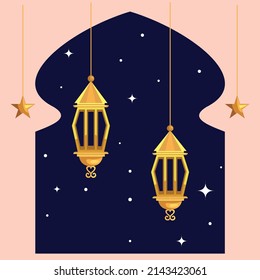 Vector illustration of Islamic lantern with star decoration