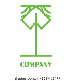 vector illustration of an Islamic logo in the shape of a palm tree or umbrella, in a calm green color.