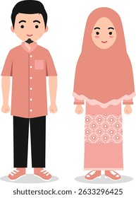 Vector Illustration of Islamic Man and Woman in Modern Attire