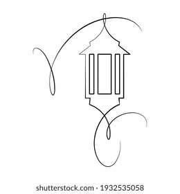 Vector Illustration of Islamic Mosque Line Art Drawing. Good for Greeting Card, Cover, Poster, Banner, Invitation, and others.