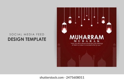 Vector illustration of Islamic New Year social media feed template