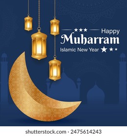 Vector illustration of Islamic New Year social media feed template