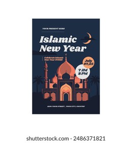 Vector Illustration of Islamic new year flyer poster