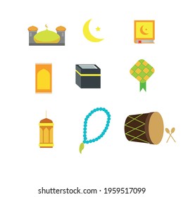 vector illustration of islamic and ramadan icon set