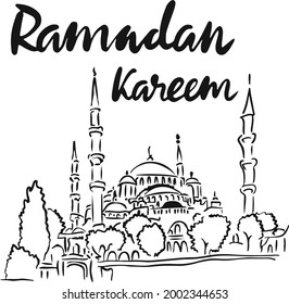 Ilustración vectorial. El Ramadán Islámico Kareem da la bienvenida. Para Ramadan Kareem tarjetas de felicitación, carteles, afiches, creación e impresión.
