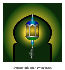 Vector illustration of Islamic religious icon background, i.e. lanterns and mosque doors for banners, greeting cards