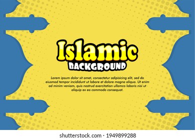 ilustración vectorial plantilla islámica con estilo de arte pop de historieta de dibujos animados. puede utilizarse con fines de diseño, por ejemplo fondos, sitios web, tarjetas de felicitación, banners, publicaciones en medios sociales, promociones, etc.