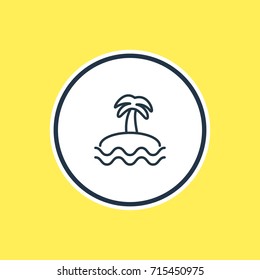 Vector Illustration Of Island Outline. Beautiful Season Element Also Can Be Used As Palm  Element.