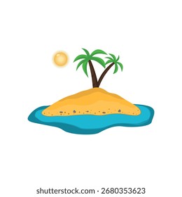 Ilustración vectorial de una isla situada entre el agua. ideal para usar en contenido de viajes o en diseños de carteles de empresas de viajes o en UI o UX